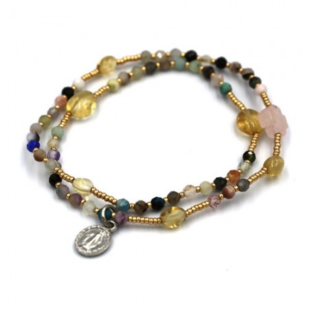 [812368]혼합수정 5단2줄 팔찌묵주(3mm)